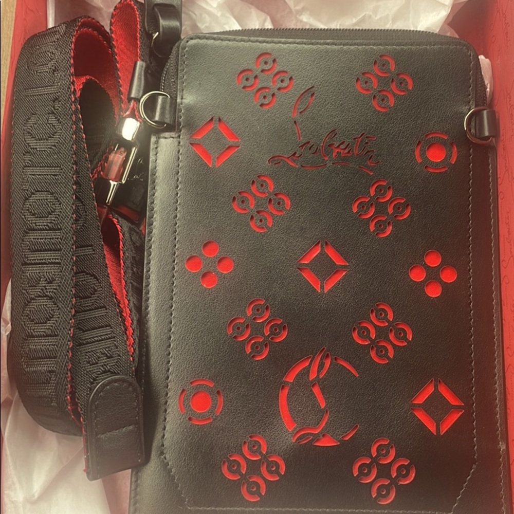 Red/black Christian Loubitin bag w/ strap